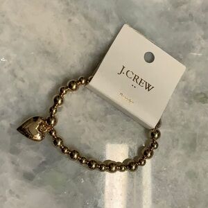 J. Crew Gold Beaded Bracelet with heart charm